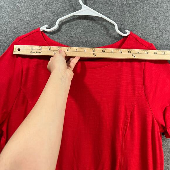 Joan Rivers Regular Cotton Blend Knit Midi Dress with Back Button Red Large - Picture 7 of 13